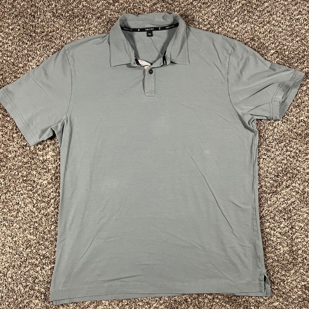 Public Rec Go-To Polo Shirt Mens XL Sage Green Pima Cotton Tencel Stretch